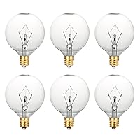 Wax Warmer Bulbs, 25 Watt Light Bulbs for Full Size Scentsy Warmers,G50/G16.5 Globe E12 Clear Scentsy Bulb for Candle Wax Warmer, Long Lifespan, 120 Volt (6 Pack)
