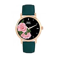 Pink Rose Flower Watch Ladies 38mm Case 3atm Water Resistant Custom Designed Quartz Movement Luxury Fashionable