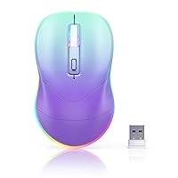 Wireless Mouse, Jiggler Mouse for Laptop - LED Mouse Rechargeable Computer Mice Mouse Mover Undetectable Random Movement with On/Off Button Keeps Computer Awake - Gradient Purple