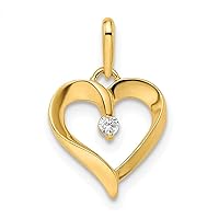 14k Gold CZ Cubic Zirconia Simulated Diamond Love Heart Pendant Necklace Measures 17.65x11.7mm Wide 1.23mm Thick Jewelry for Women