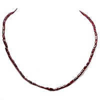 Genuine Mozambique Garnet Tubelite Beads Strand Necklace - 16