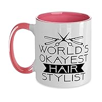 Hair Stylist Mug 11oz Pink, Hair Stylist Tea and Coffee Mug Cup, Unique Funny Hair Stylist Inspiring Coloured Present Mugs