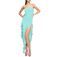 Sleeveless Dress for Women, Women's Sexy One Shoulder Jellyfish Ruffled Dresses Beach Summer 2024, S L