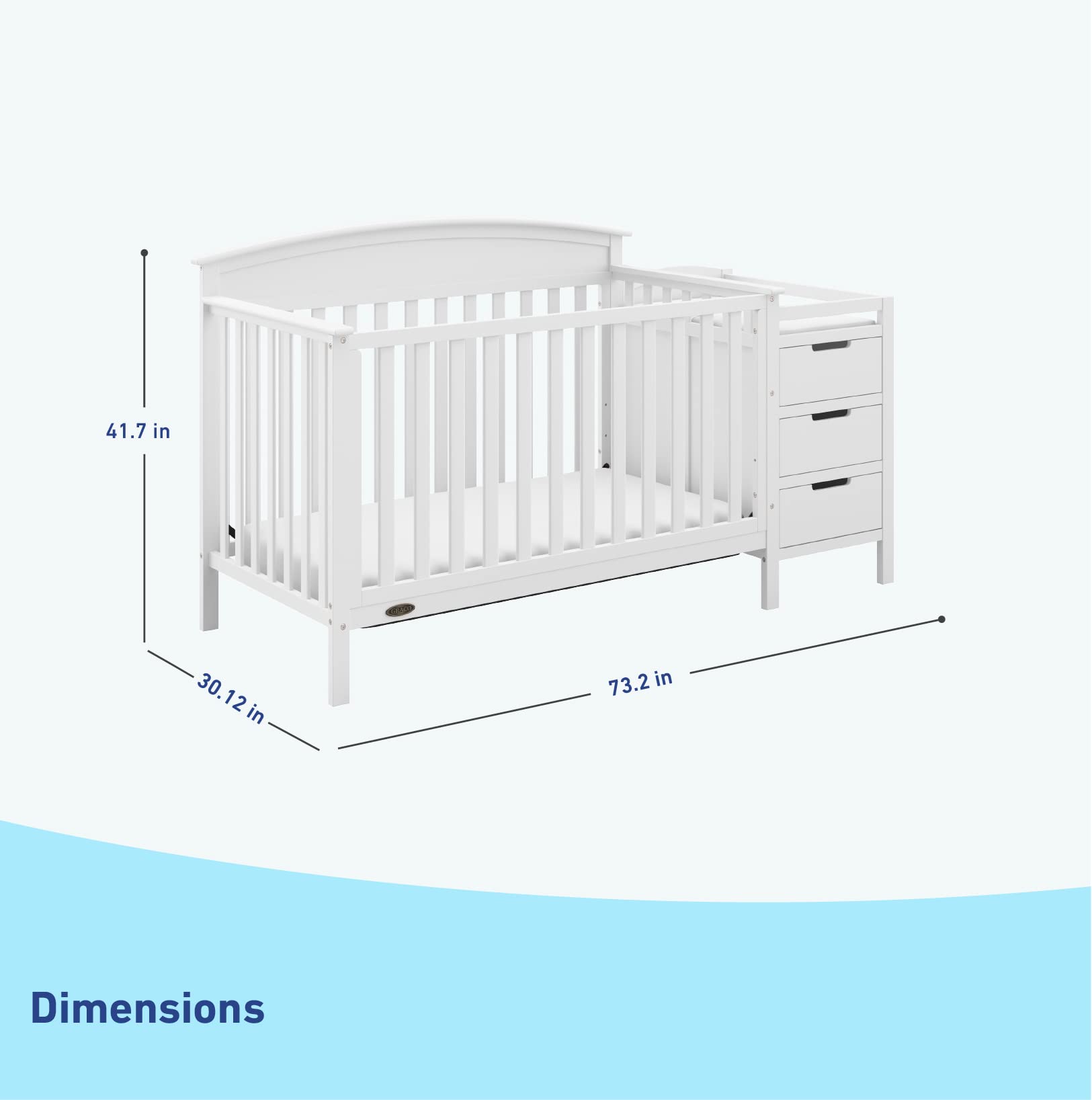 Graco Benton 4-in-1 Convertible Crib and Changer (White) – Crib and Changing Table Combo, Includes Water-Resistant Changing Pad, 3 Drawers, Converts to Toddler Bed, Daybed and Full-Size Bed
