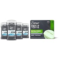 Dove Men+Care Deodorant 48-hour Odor Protection Clean Comfort Deodorant & Dove Men+Care 3 in 1 Bar Cleanser More Moisturizing Than Bar Soap 3.75 Ounce
