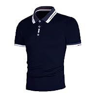 Polo Shirt for Men Short Sleeve Button Down Golf Blouse Tunic Tops Casual Slim Sports Bodybuilding Compression Shirt