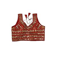 Aashita Creations Women's Phantom Silk Solid Sleeveless Blouse_Red Color_1105
