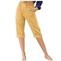 Pants for Women Fall Summer Linen Loose Fit Straight Leg Basic Pants Women 2024