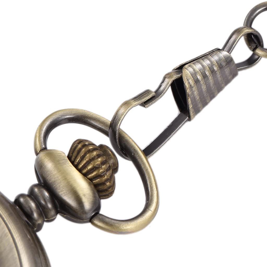 Infinite U Automatic Self-Wind Luminous Mechanical Pocket Watch Court Style Roman Numerals Hollow Skeleton Steel Pendant Necklace Bronze
