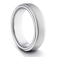 Roberto Ferrini Design 6MM Tungsten Carbide Ladies/Mens/Unisex Brushed & Polished Comfort Fit Wedding Band Ring (Available Sizes 4-11 Including Half Sizes)