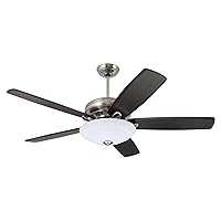 Luminance kathy ireland HOME Penbrooke Eco Ceiling Fan with Premium Motor | Energy Star Fixture for Home Improvement with 6-Speed Wall Control | Blades Sold Separately, Brushed Steel