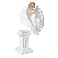 Angel Figurines,Memorial Gifts Hand Carved Angel Statues and Figurines with Roman Column,Sympathy Comfort Angel Gifts for Women