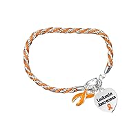 Leukemia Orange Ribbon Bracelet - Orange Ribbon Bracelet for Leukemia Awareness- Perfecf for Support Groups, Events and Gift-Giving