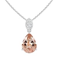 TearDrop Pear Morganite Gemstone 925 Sterling Silver Solitaire Pendant Necklace Jewelry