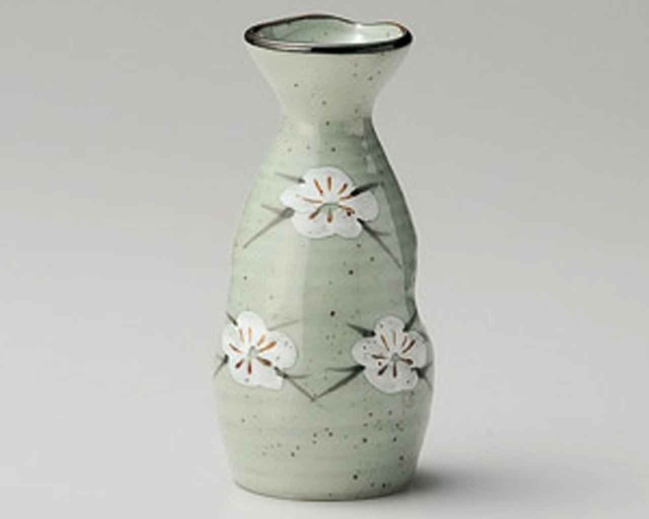 Mashiko White Plum 2.9inch Set of 5 Sake carafes Green porcelain Made in Japan