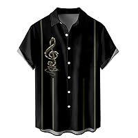 Hawaiian Shirt for Men Big and Tall Short Sleeve Tropical Summer Tops Wrinkle-Free Streetwear Black Button Down Shirt