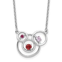 925 Sterling Silver .024amethyst .06garnet .006pk Tourmaline With 2 In Extension N 16 Inch Measures 22.47mm Wide Jewelry for Women
