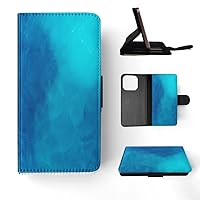 Blue Aqua Water Texture FLIP Wallet Phone CASE Cover for Apple iPhone 15 PRO