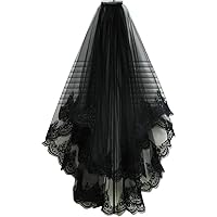 Black Lace Veil Creative Cathedral Wedding Halloween Veil With Comb All Saints Day Decor