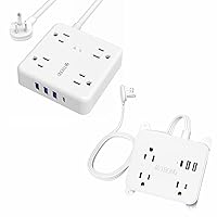 TROND Power Strip Surge Protector & 5FT Flat Extension Cord with 3 USB Charger(1 USB C Port), 3 Widely Outlets Charging Station