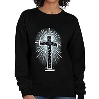 Cross Print Crewneck Sweatshirt - Christian Women's Sweatshirt - Unique Sweatshirt