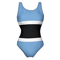 Flag of Botswana One Piece Swimsuit for Women Tummy Control Bathing Suit Slimming Backless Swimwear
