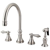 Kingston Brass KS2798ALBS Governor Deck Mount Kitchen Faucet with Brass Sprayer, 8-1/4-Inch, Brushed Nickel