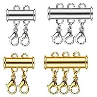 4pc For Bracelet For Necklace 4PCS Jewelry Connectors Clasps Plated Lock Gold (Round And Silver Locking