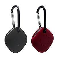(2 Packs) Samsung Galaxy SmartTags Cases,Premium Soft Skin Rubber Protective Cases Cover Anti-Scratch Lightweight with Clips Keychain Fit for Galaxy SmartTags/SmartTag+ Plus (Black + Wine Red)