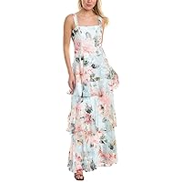 Aidan Mattox Printed Embroidered Sleeveless Gown