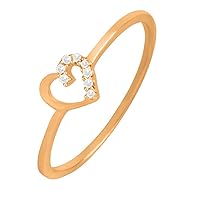0.02 Cts Round Cut Sim Diamond Heart Wedding Anniversary Ring 14KT White Gold PL