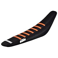 Seat Cover - Compatible Fit for 2019-2022 KTM SX - SXF 125-450 - Part #173 (All Black/Orange Ribs - KTM Logos)