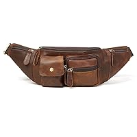 GMOIUJ Leather Waist Bag Men Leather Fanny Packs Vintage Sling Shoulder Bags Men's Travel Belt Messenger Bag (Color : D, Size : 24 * 12 * 42.5cm)