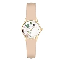 – Fashion Watch with Plain Beige Flower Print Strap, Multicolored, One Size, strap