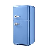 Retro Mini Refrigerator with Freezer, 2-Door Retro Compact Fridge with Freezer 3.0Cu. Ft. Fridge for Office with Adjustable Thermostat&Shelves&Egg Tray, Mini Fridge with Freezer for Bedroom,Dorm(Blue)