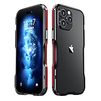 HENGHUI iPhone 14 Pro Max Aluminum Bumpers Bumper Case Metal Frame Bumper Cover Shock Absorbent Slim Cool Design (Black+Red)