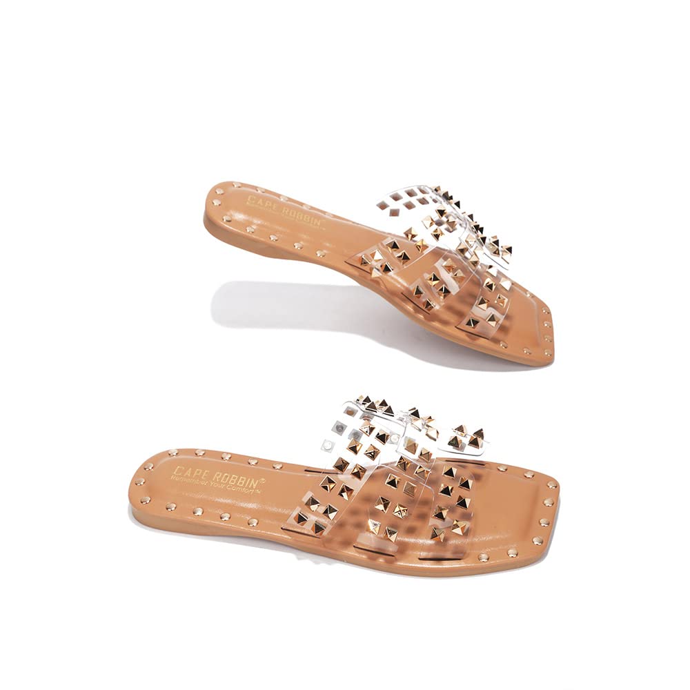 Cape Robbin Amisha Sandals Slides for Women, Studded Womens Mules Slip On Shoes