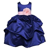 Pink Promise Navy Flower Girl Wedding Christmas Holiday Pick Up Dress with Bow