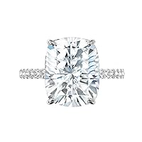 Elongated Cushion Cut Moissanite Solitaire Ring, 7 ct, Sterling Silver, Wedding Ring for Her