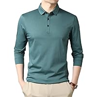 Spring Autumn Men Classic Casual Pure Color Cotton Long Sleeve Polo-Shirt Tops