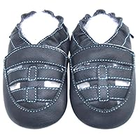 Leather Baby Soft Sole Shoes Boy Girl Infant Children Kid Toddler Crib First Walk Gift Sandal Strap Navy (0-6month, Navy)