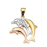 Solid 14K Gold Charms Pendants Yellow Gold, Two Tone Gold, Tri Gold Pendant, 40 Styles Multiple Size, Engravable Charm for Mix&Match Trending Pendant Only For Women Girls