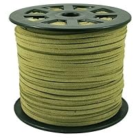 Olive Suede Cord Lace Leather Cord for Jewelry Making 3x1.5 mm-20 Feet.