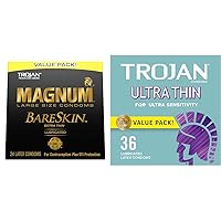 TROJAN Magnum BareSkin Large 24 Count and Ultra Thin 36 Count Condom Value Packs
