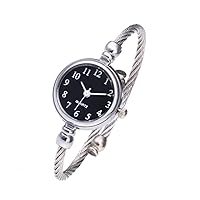 Women Silver Cable White Dial Analogue Quartz Bangle Watch with Metal Band Cuff Bracelet Watch Fashion Daily Wrist Watches for Girls Women Roman Numerals