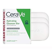 Hydrating Cleanser Bar | Soap-Free Body and Facial Cleanser with 5% Moisturizing Cream | Fragrance-Free |3-Pack, 4.5 Ounce Each