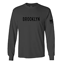 Black Fonts New York Brooklyn NYC Cool City American Hip hop Flag Long Sleeve Men's