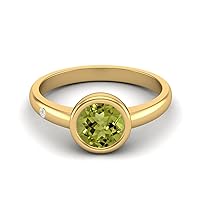 0.85 ctw Round Shape 925 Sterling Silver Peridot Gemstone Solitaire Women Wedding Promise Ring