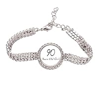 90 years old Girl Age Longevity Tennis Chain Anklet Bracelet Diamond Jewelry