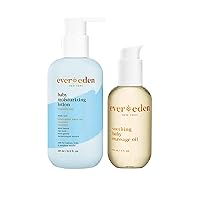 Evereden Baby Skin Moisture Duo | Soothing Baby Massage Oil, 4 fl oz & Fragrance Free Baby Moisturizing Lotion, 8.5 fl oz | 2 Item Bundle Set | Clean and Unscented Baby Care